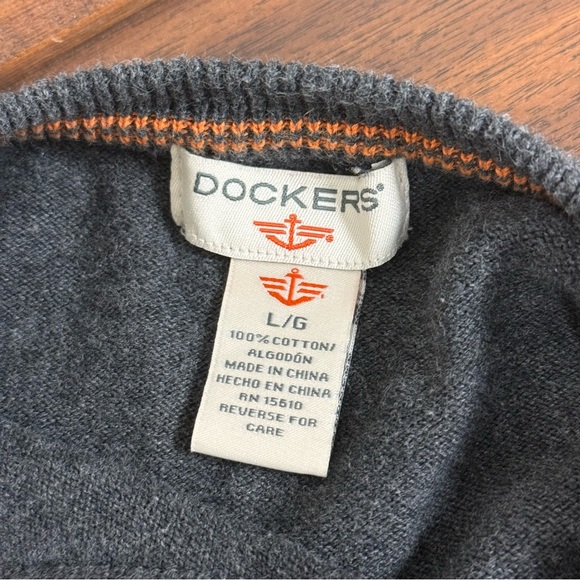 Dockers Men's Classic Fit Gray V-Neck Cotton Sweater Size L - Picture 5 of 7